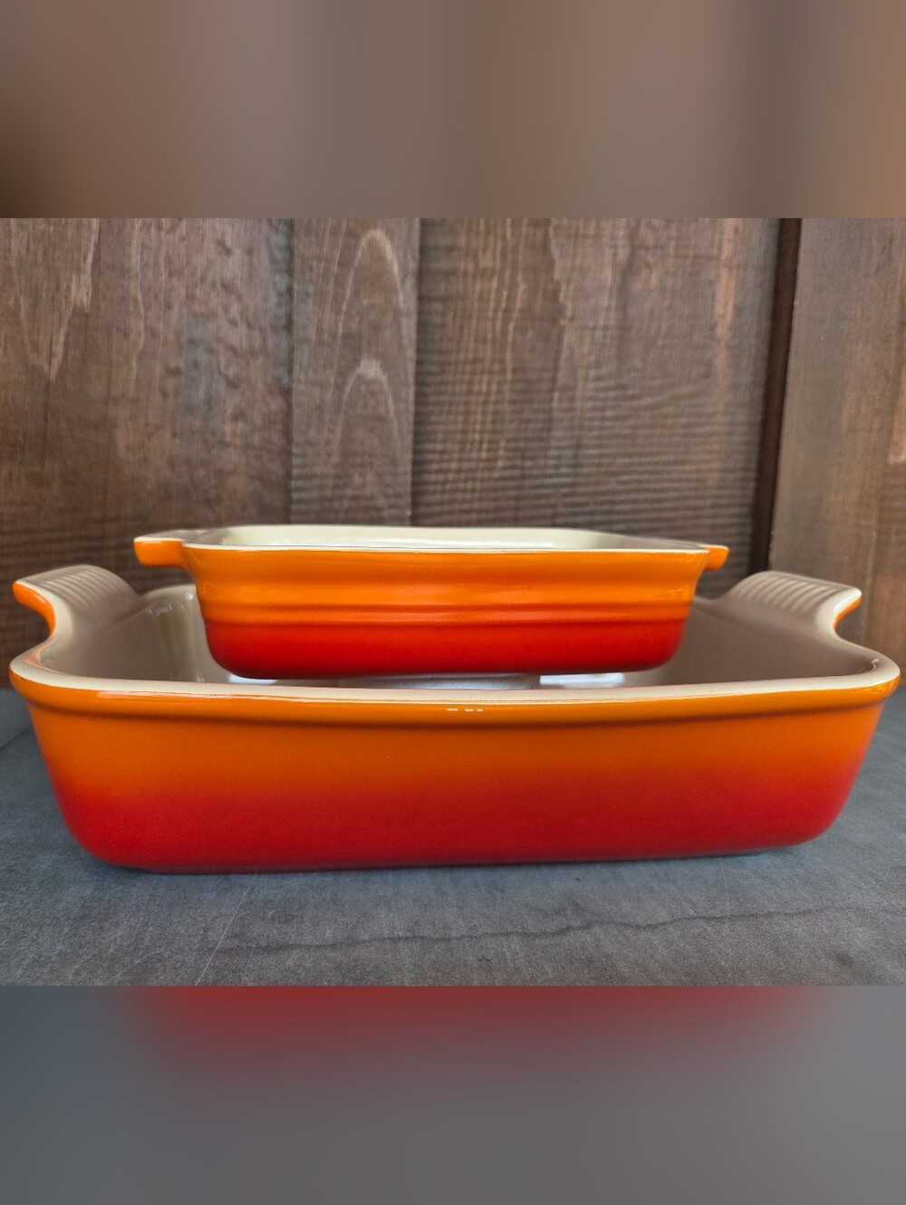 Le Creuset Stoneware Rectangle Pans Flame Orange
